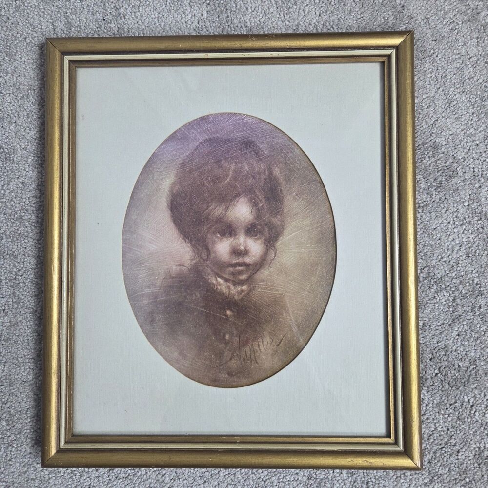 Vintage Vel Miller "Jenny" Big Eyed Girl Portrait Western Signed
